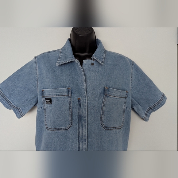WILDFANG The Essential Denim Coverall in Washed Light Blue - Picture 2 of 5